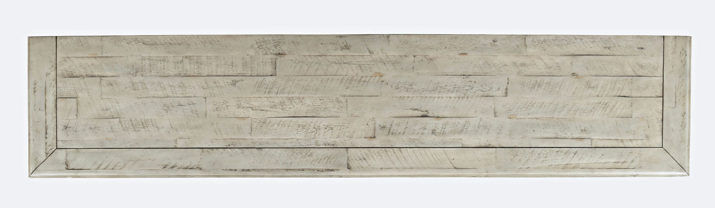 Rustic Shores 70" Coastal Distressed Acacia Six-Door Sideboard Cabinet - Cream