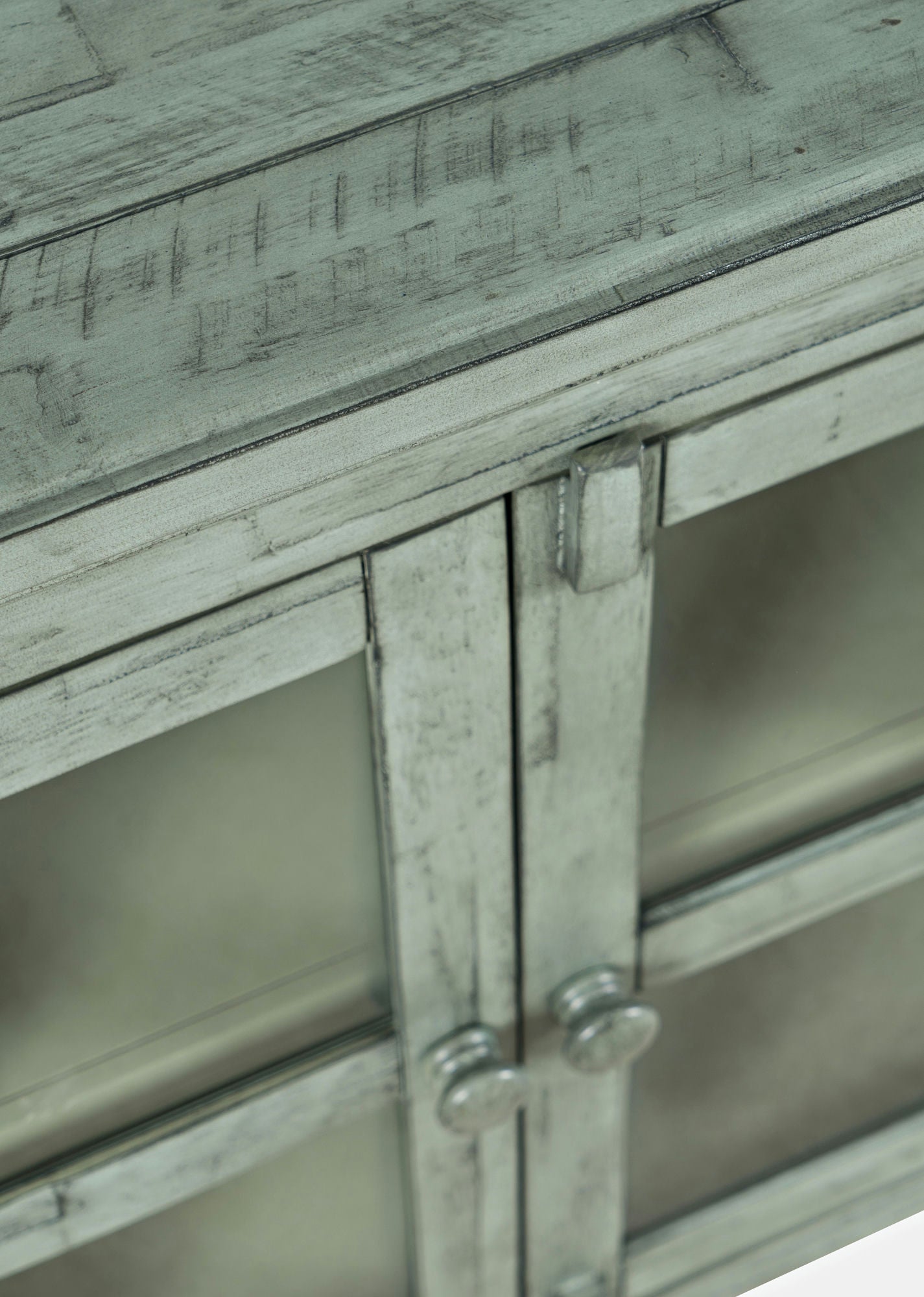 Rustic Shores 54" Coastal Distressed Acacia Four-Door Credenza Cabinet - Blue