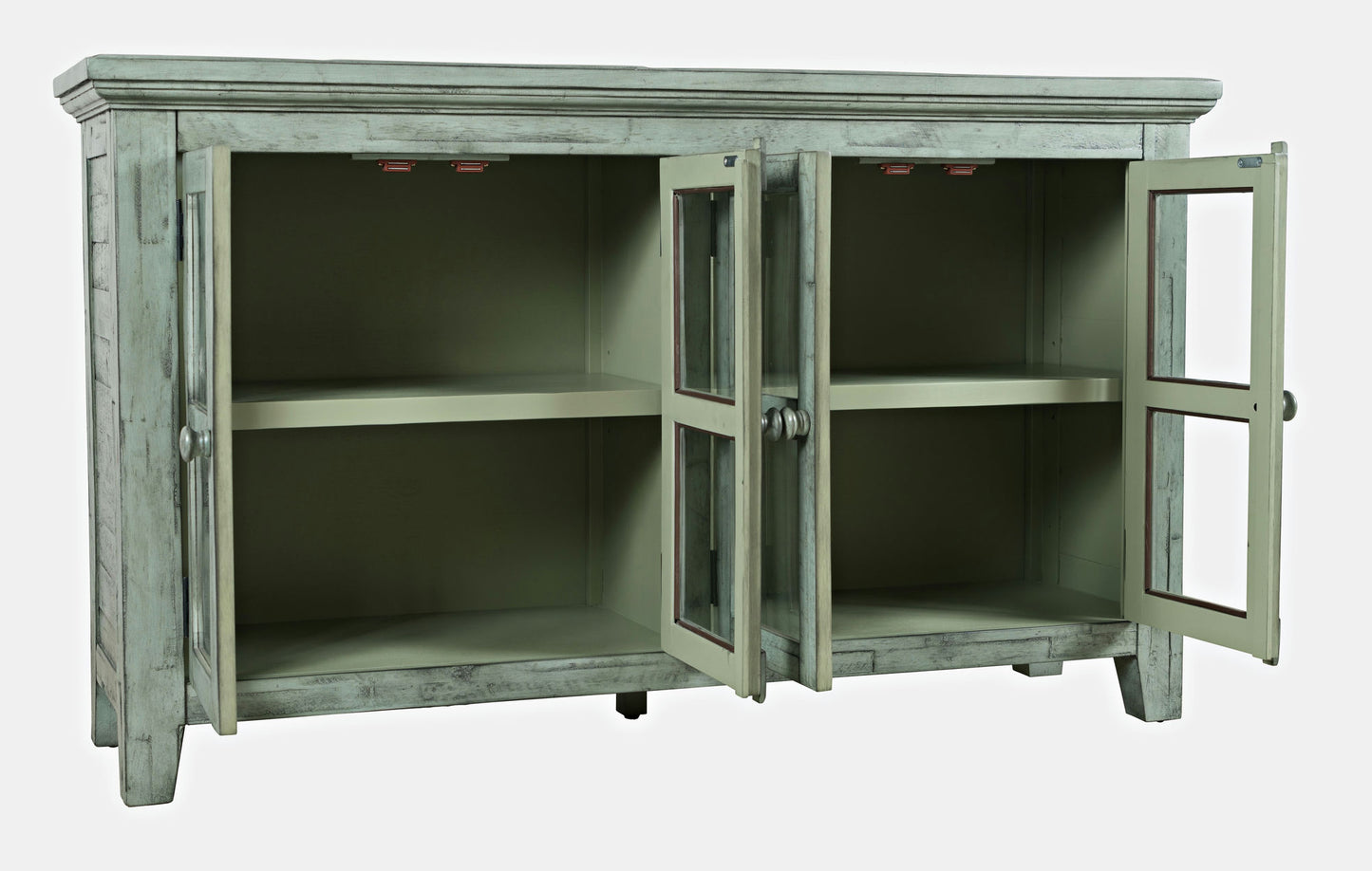 Rustic Shores 54" Coastal Distressed Acacia Four-Door Credenza Cabinet - Blue