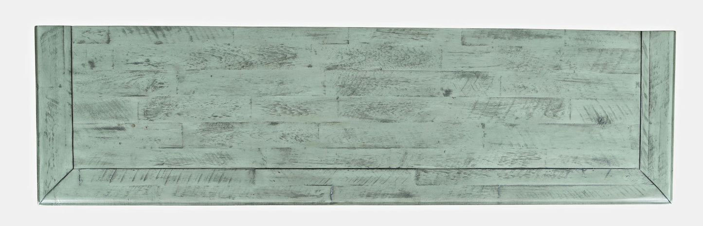 Rustic Shores 54" Coastal Distressed Acacia Four-Door Credenza Cabinet - Blue