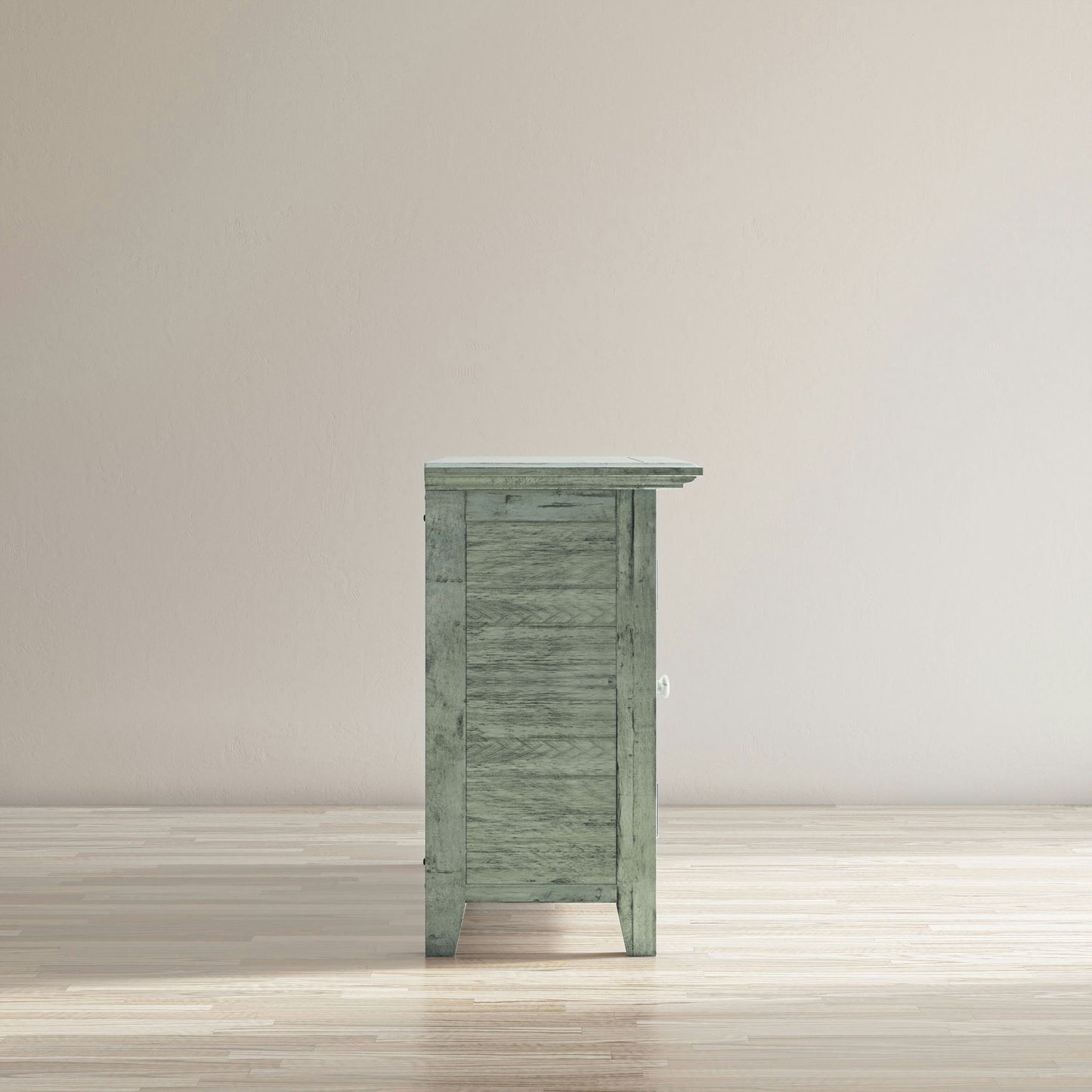 Rustic Shores 54" Coastal Distressed Acacia Four-Door Credenza Cabinet - Blue
