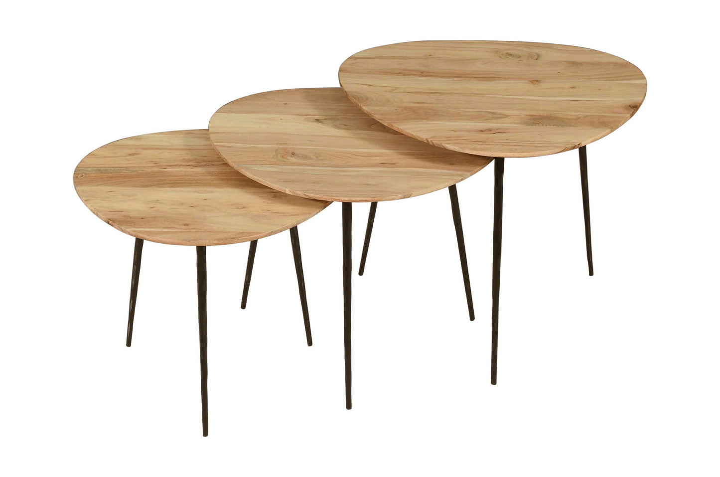 Reeves Contemporary Solid Acacia Wood Nesting End Tables (Set of 3) - Natural