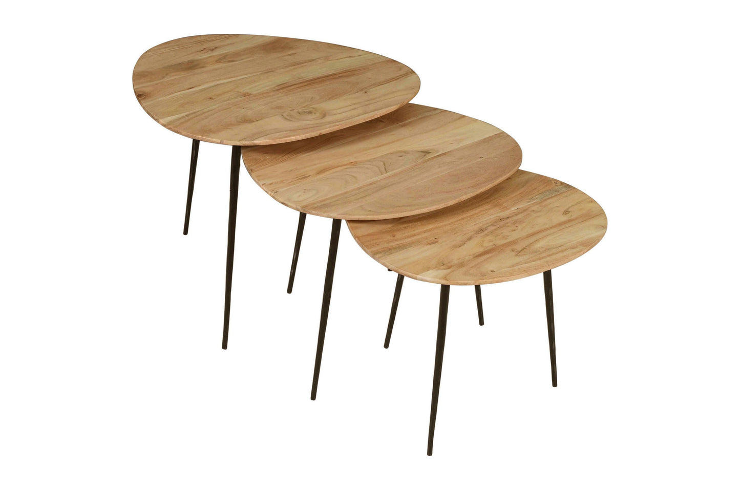 Reeves Contemporary Solid Acacia Wood Nesting End Tables (Set of 3) - Natural