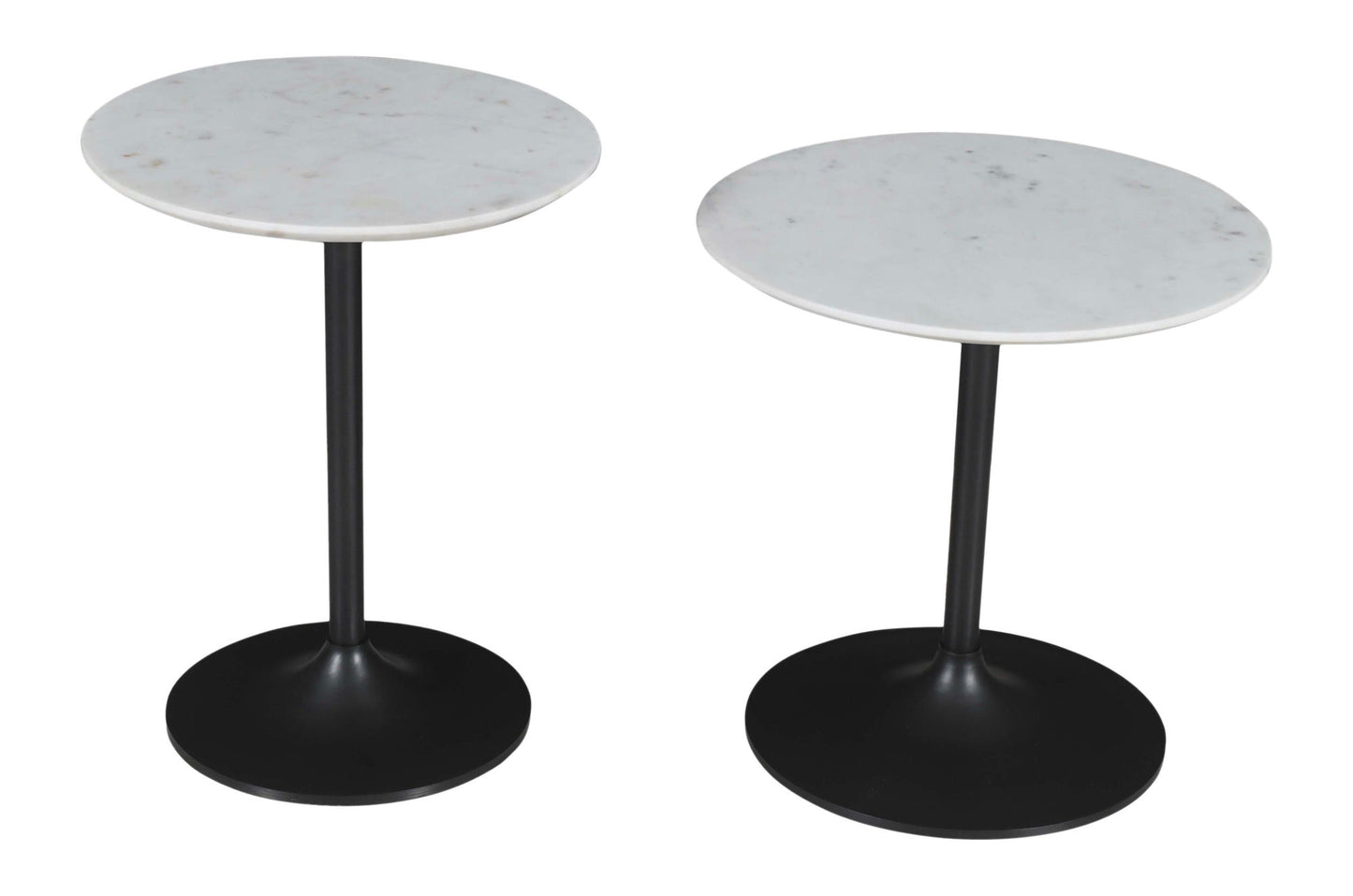Camille Solid Marble and Iron Accent Tables (Set of 2) - White and Gunmetal