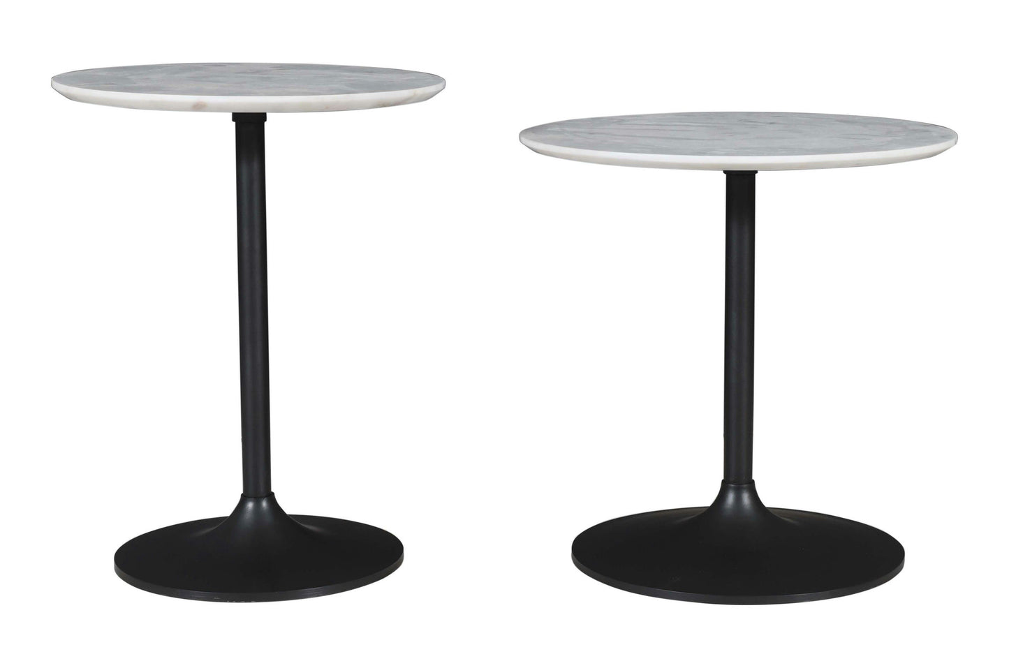 Camille Solid Marble and Iron Accent Tables (Set of 2) - White and Gunmetal