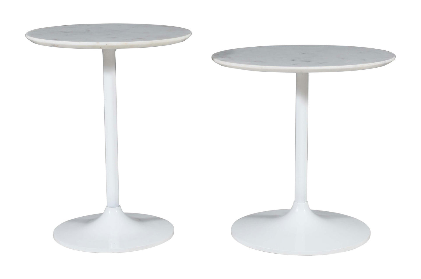 Camille Solid Marble and Iron Modern Luxury Accent Tables (Set of 2) - White