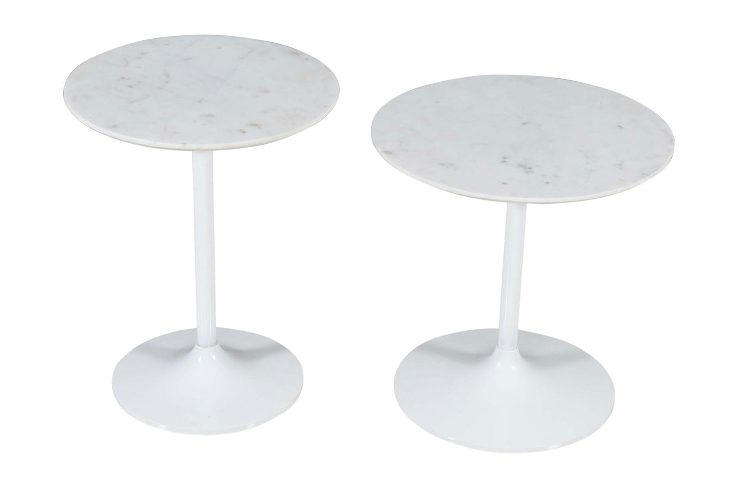 Camille Solid Marble and Iron Modern Luxury Accent Tables (Set of 2) - White
