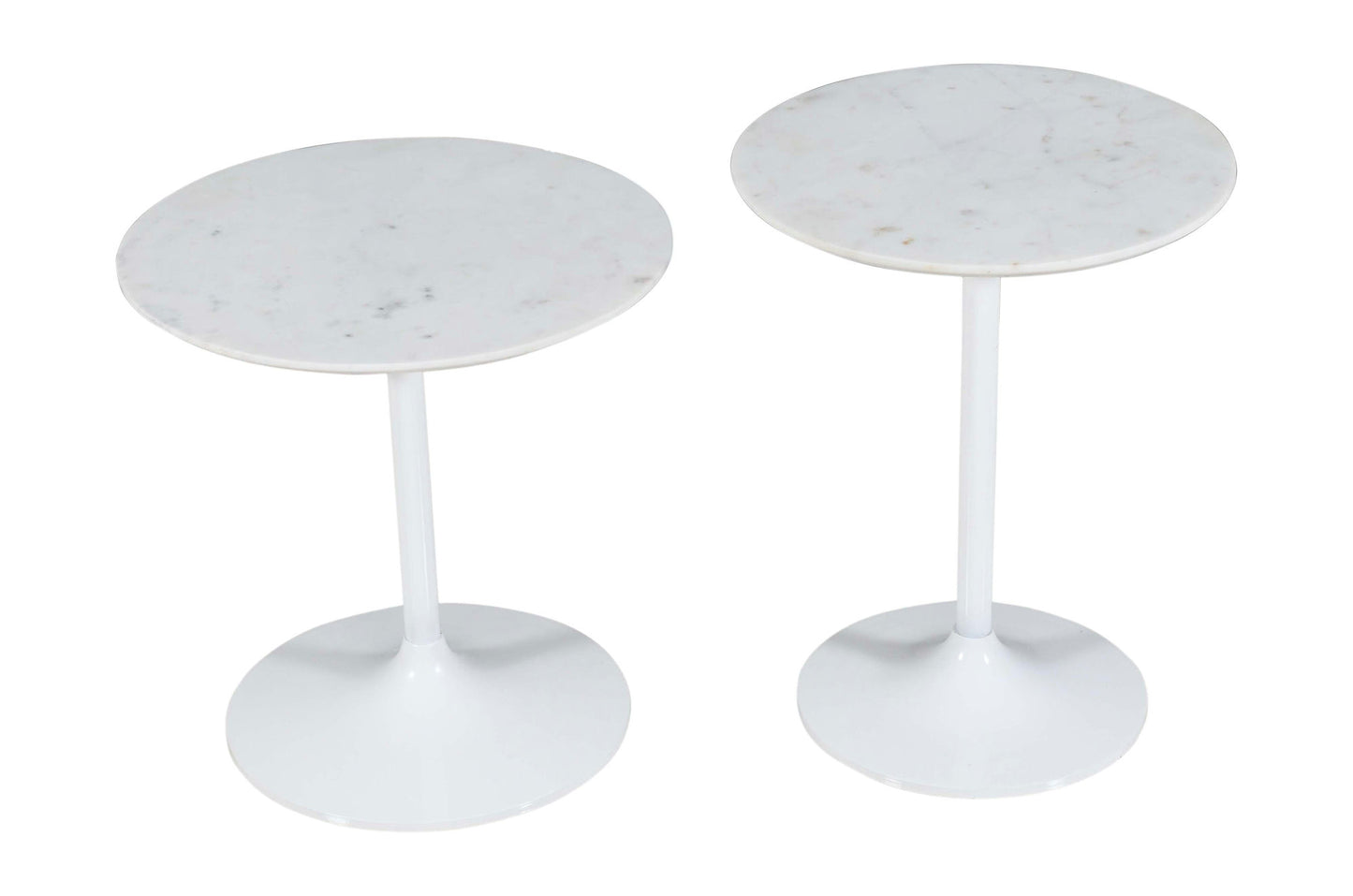 Camille Solid Marble and Iron Modern Luxury Accent Tables (Set of 2) - White