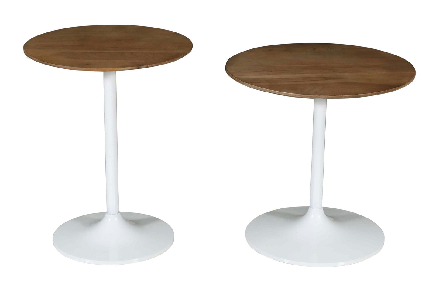 Remy Solid Wood and Iron Modern Pedestal Accent Tables (Set of 2) - White