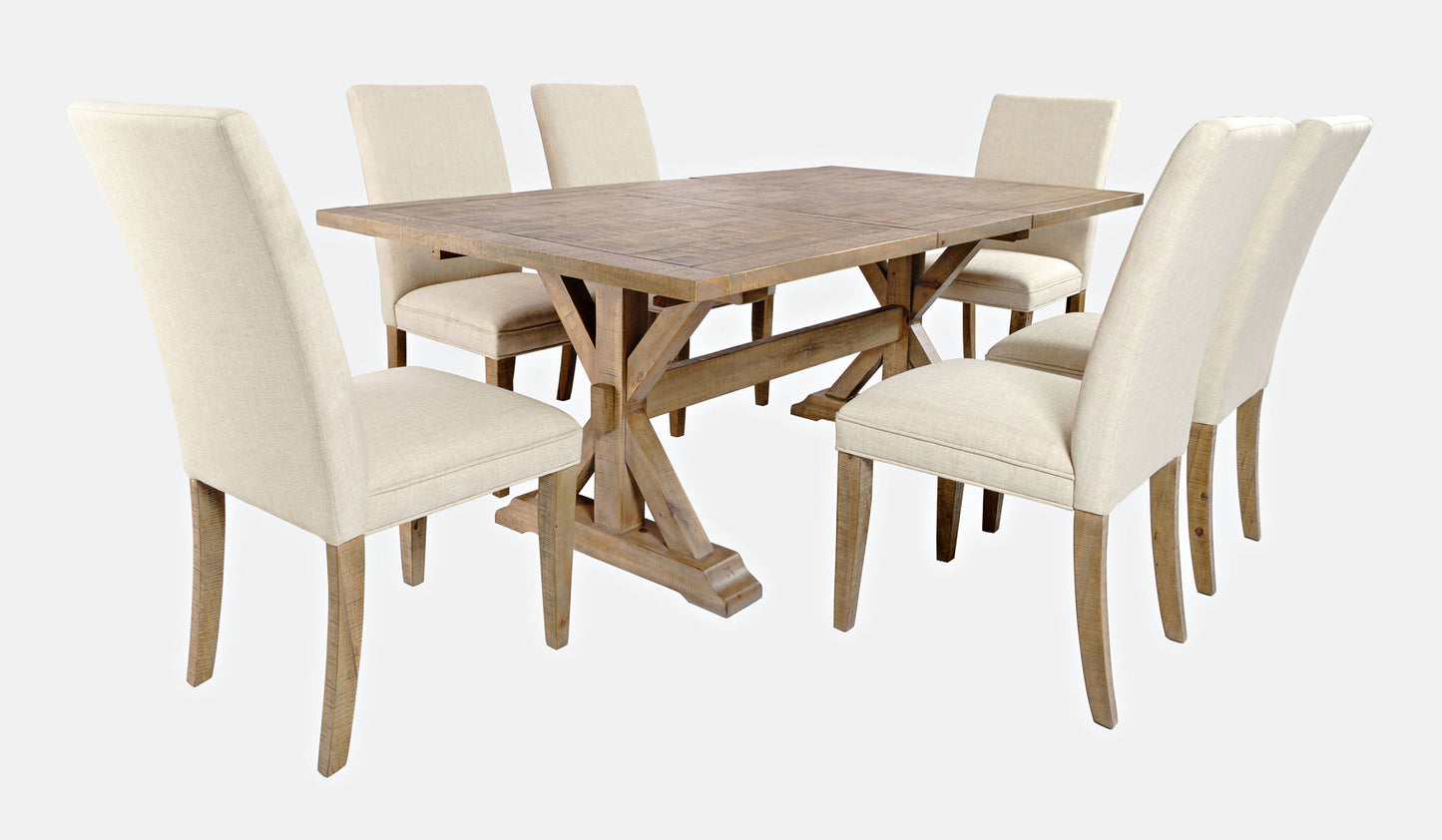 Carlyle Crossing Solid Pine 78" Seven-Piece Dining Set with Upholstered Chairs