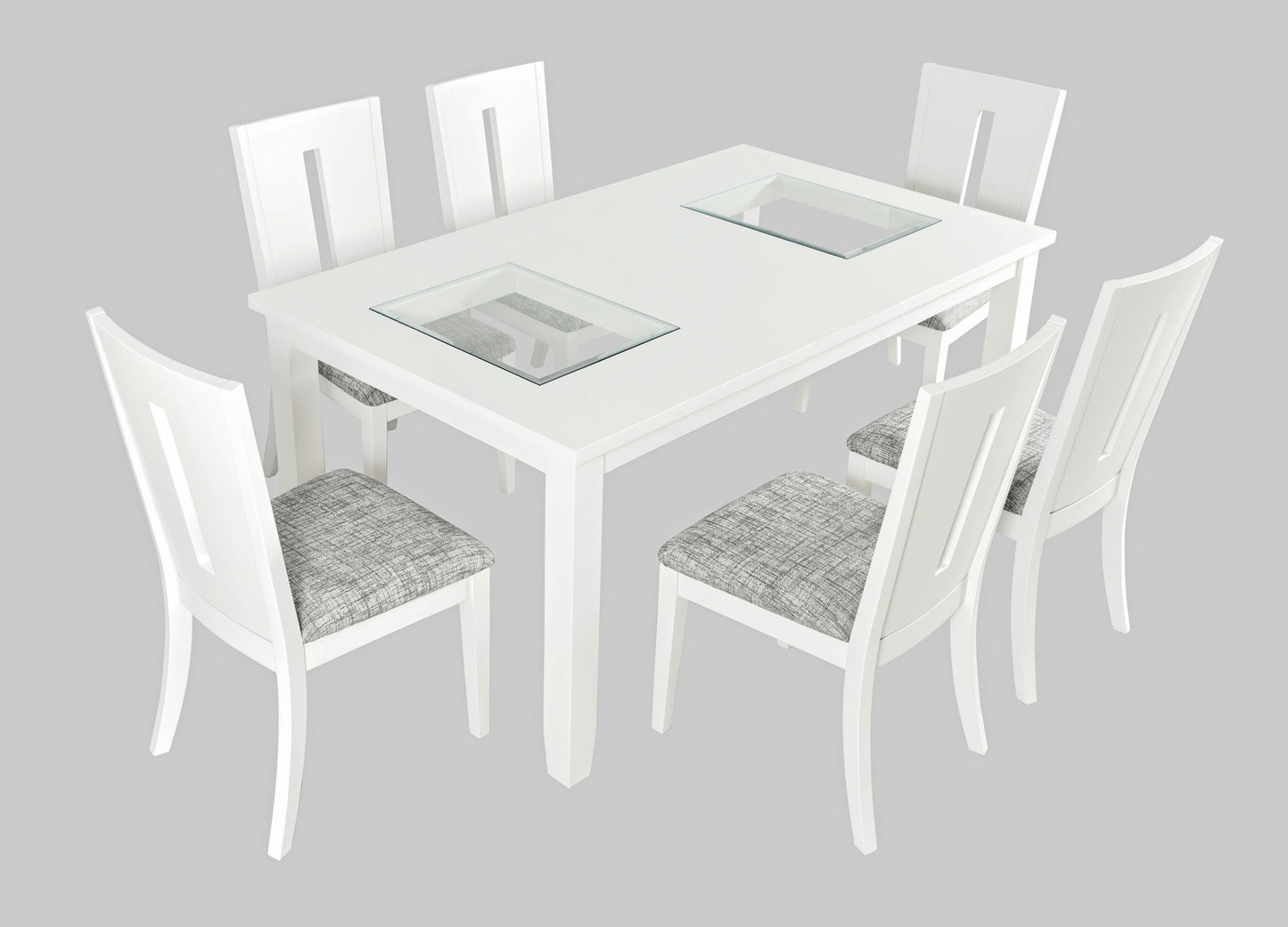 Urban Icon 66" Seven-Piece Dining Set with Upholstered Chairs - White