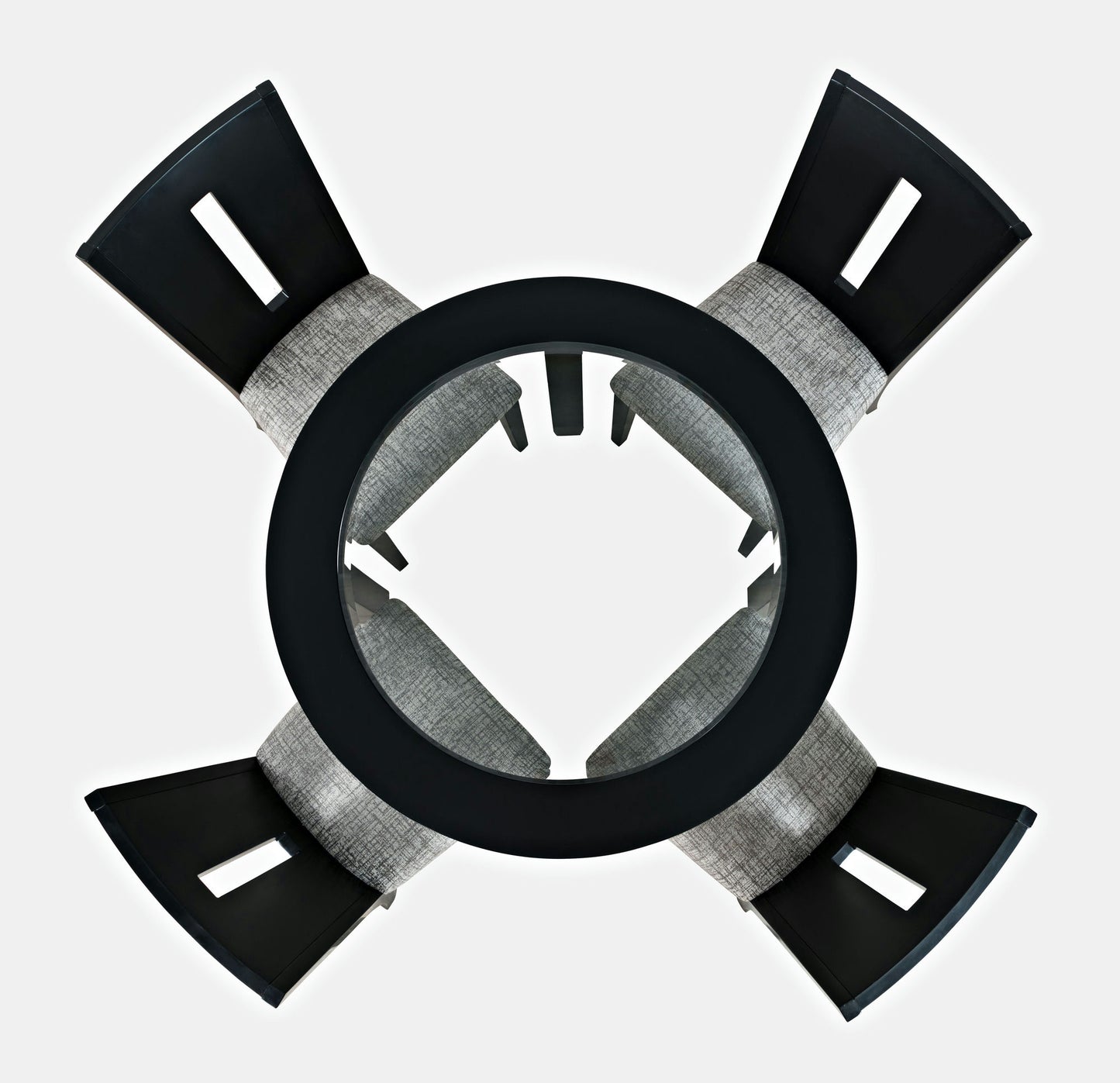 Urban Icon 42" Round Five-Piece Dining Set with Upholstered Chairs - Black