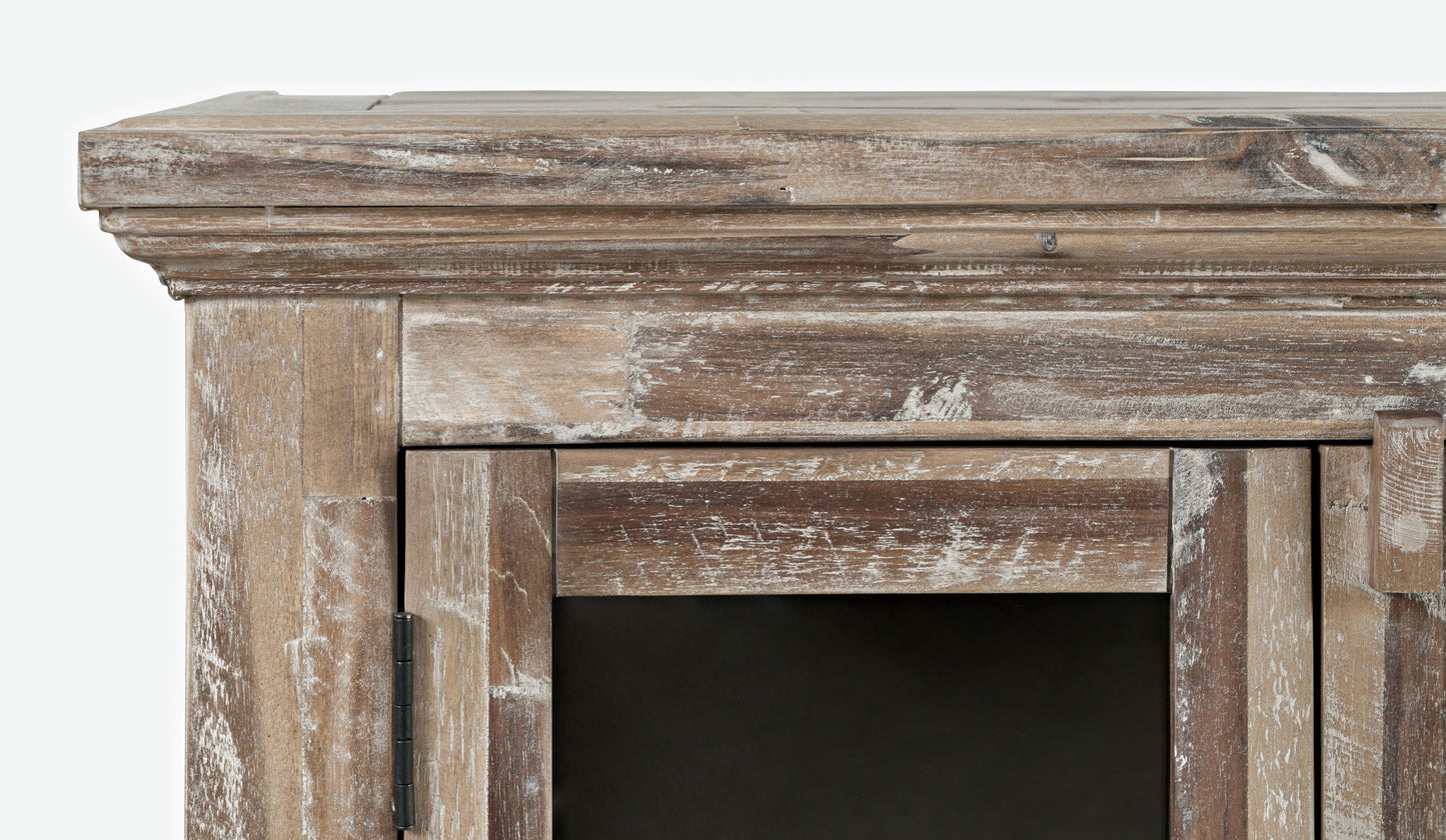 Rustic Shores 54" Coastal Distressed Acacia Four-Door Credenza Cabinet - Grey
