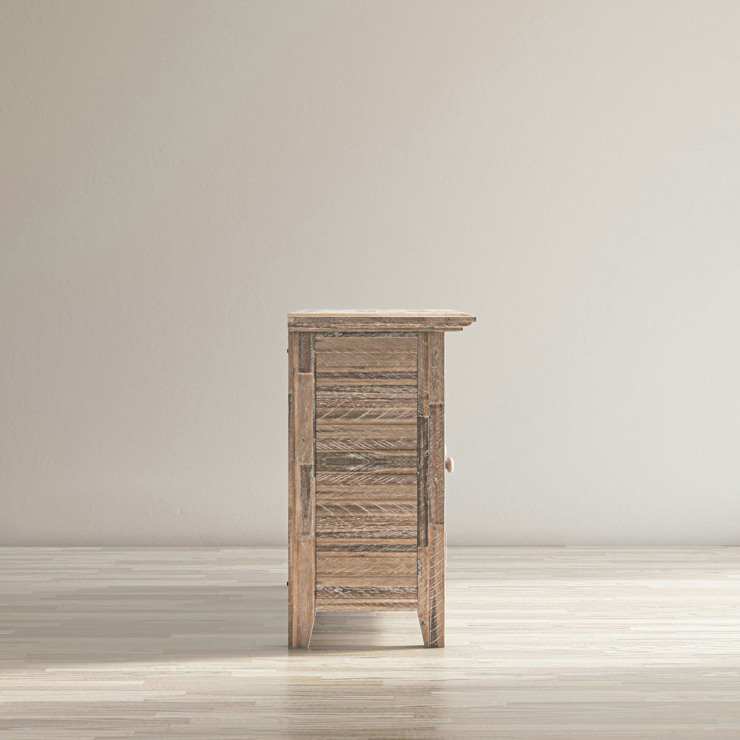 Rustic Shores 54" Coastal Distressed Acacia Four-Door Credenza Cabinet - Grey