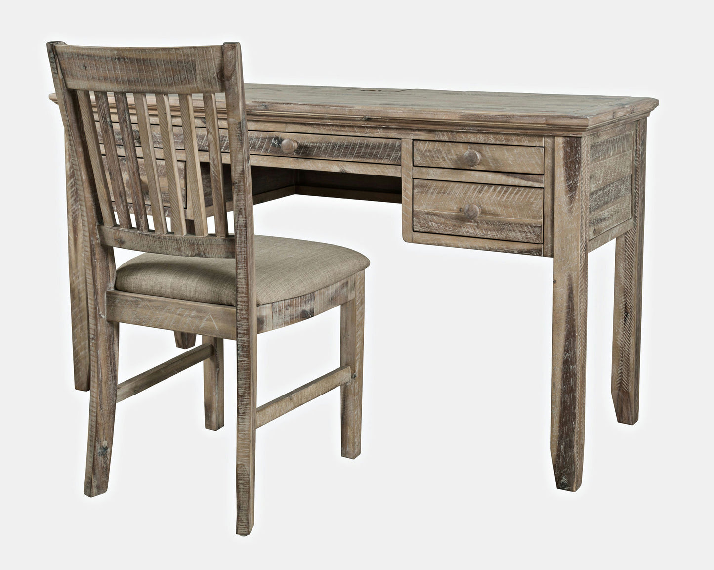 Rustic Shores Coastal Style USB Charging Desk and Chair Set - Grey Wash