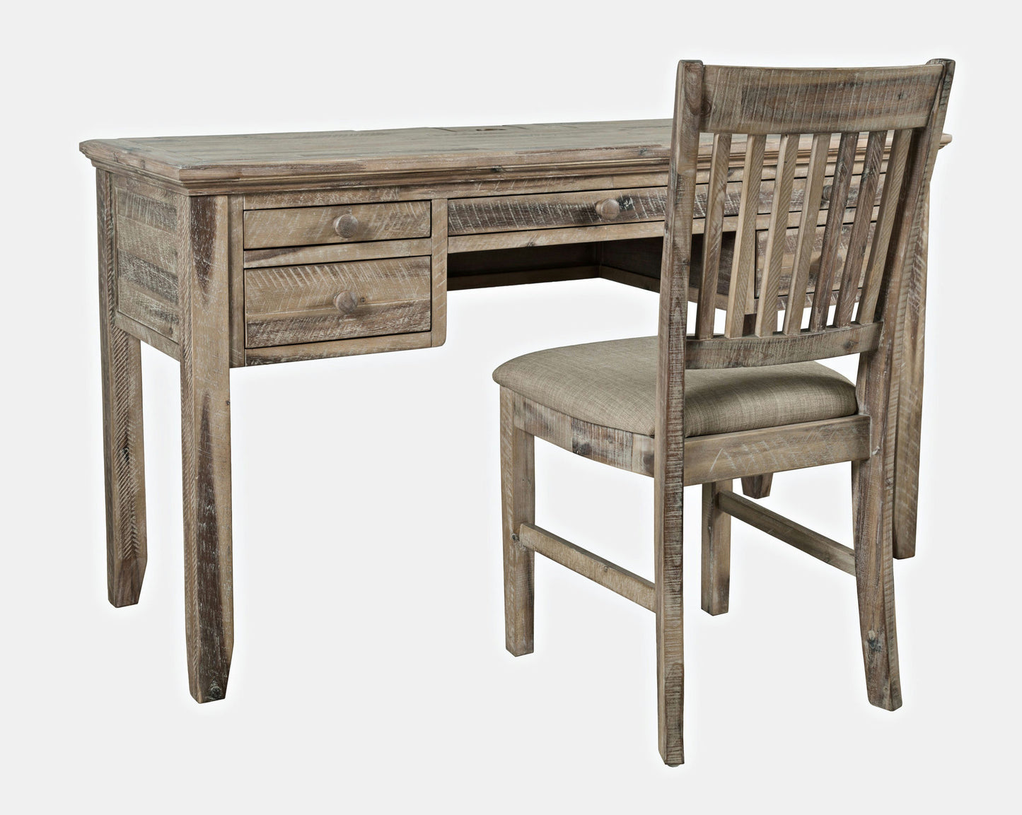 Rustic Shores Coastal Style USB Charging Desk and Chair Set - Grey Wash