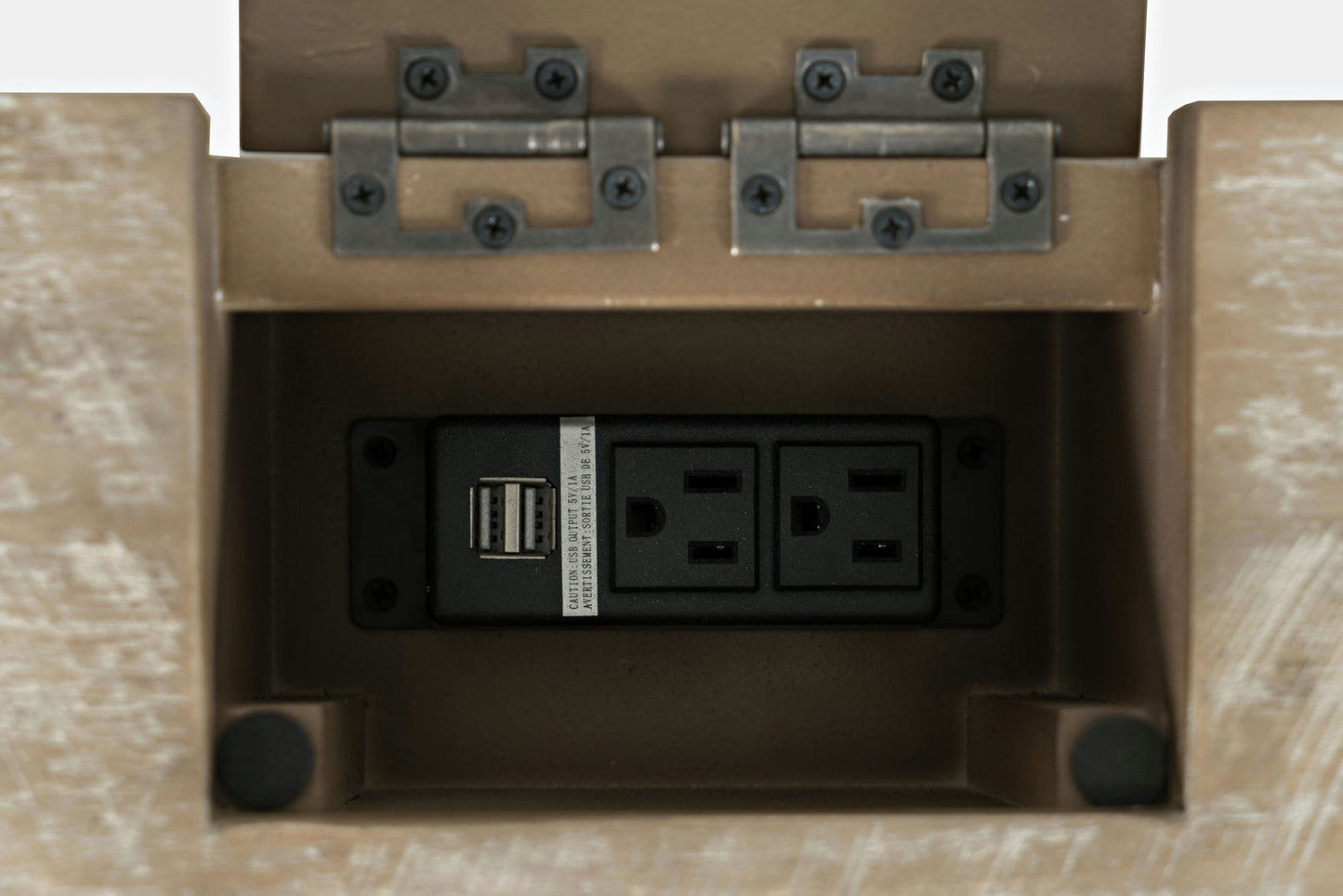 Rustic Shores Coastal Style Distressed Acacia USB Charging Desk - Grey Wash