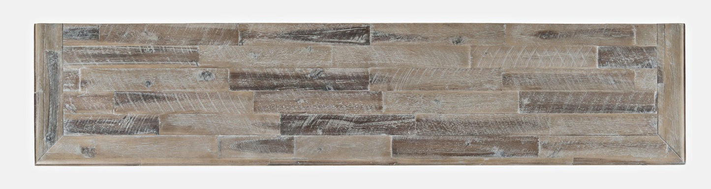 Rustic Shores 70" Coastal Distressed Acacia Six-Door Sideboard Cabinet - Grey