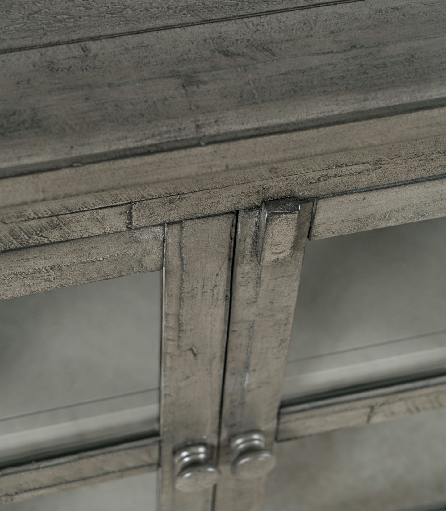 Rustic Shores 54" Coastal Distressed Acacia Four-Door Credenza Cabinet - Stone