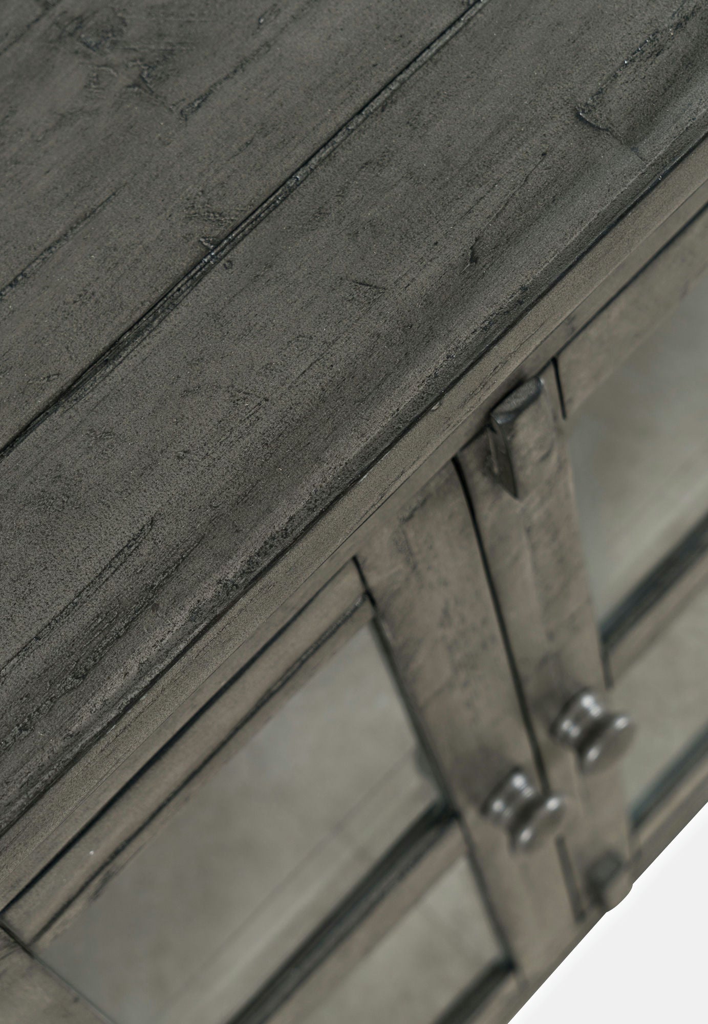 Rustic Shores 70" Coastal Distressed Acacia Six-Door Sideboard Cabinet - Stone