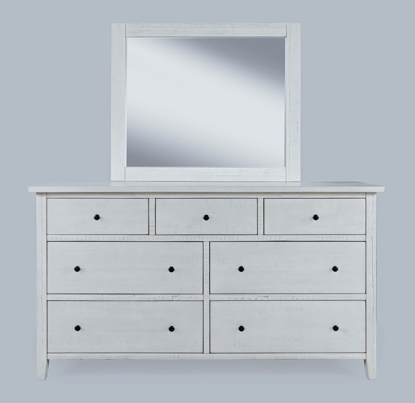 Maxton Contemporary Coastal Distressed Acacia Dresser with Mirror - Ivory