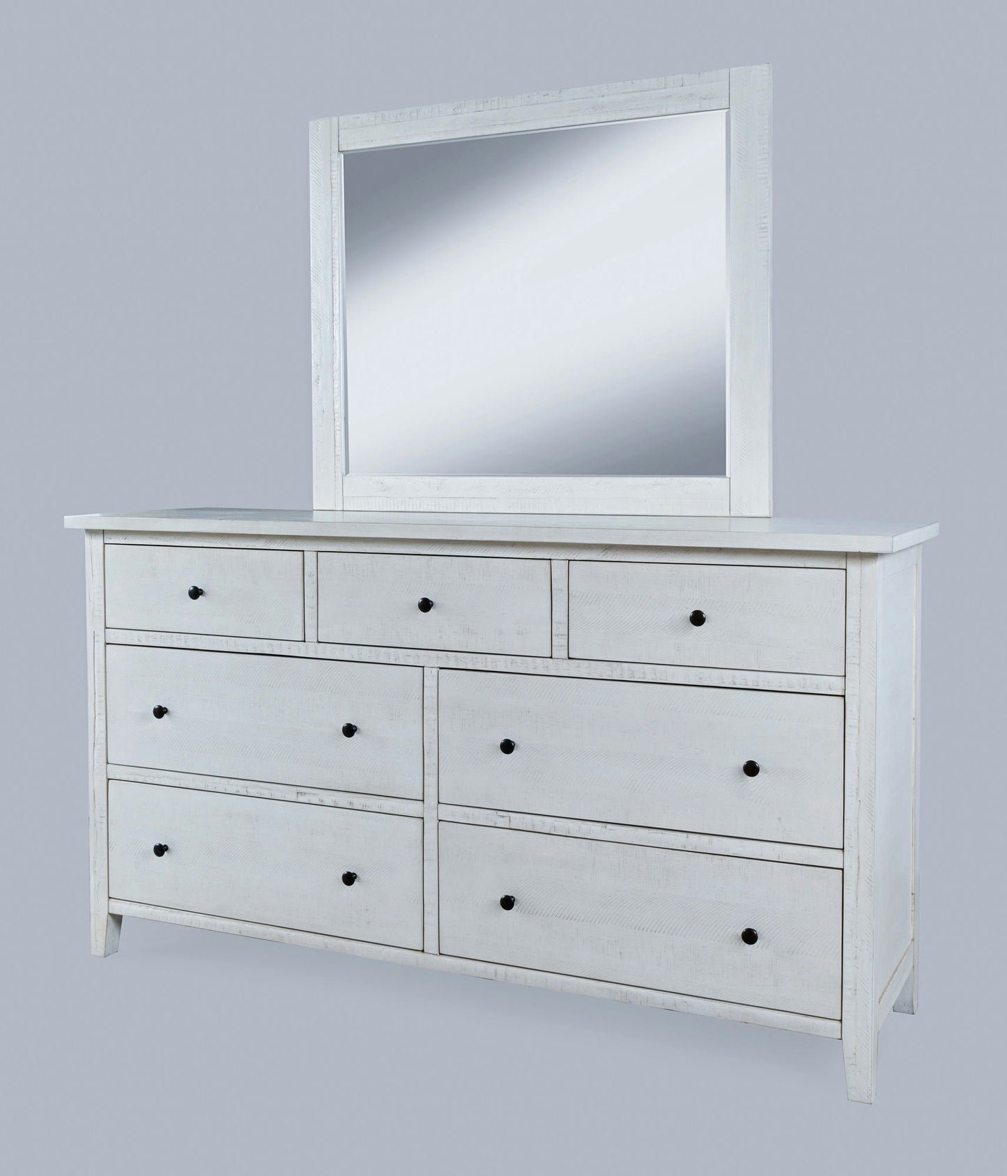 Maxton Contemporary Coastal Distressed Acacia Dresser with Mirror - Ivory