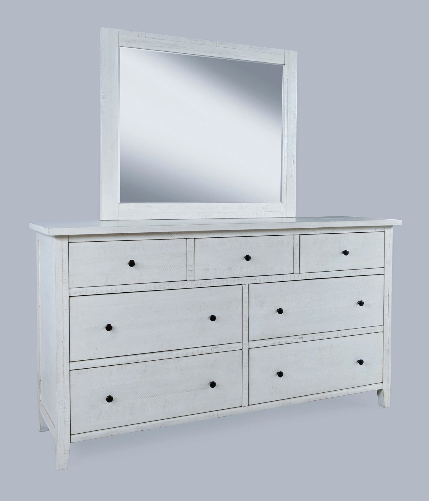 Maxton Contemporary Coastal Distressed Acacia Dresser with Mirror - Ivory