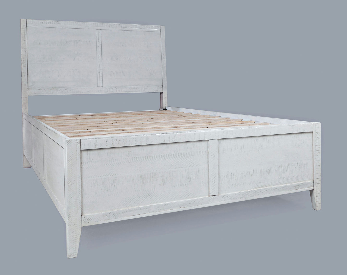 Maxton Contemporary Coastal Distressed Acacia Full Size Bed - Ivory