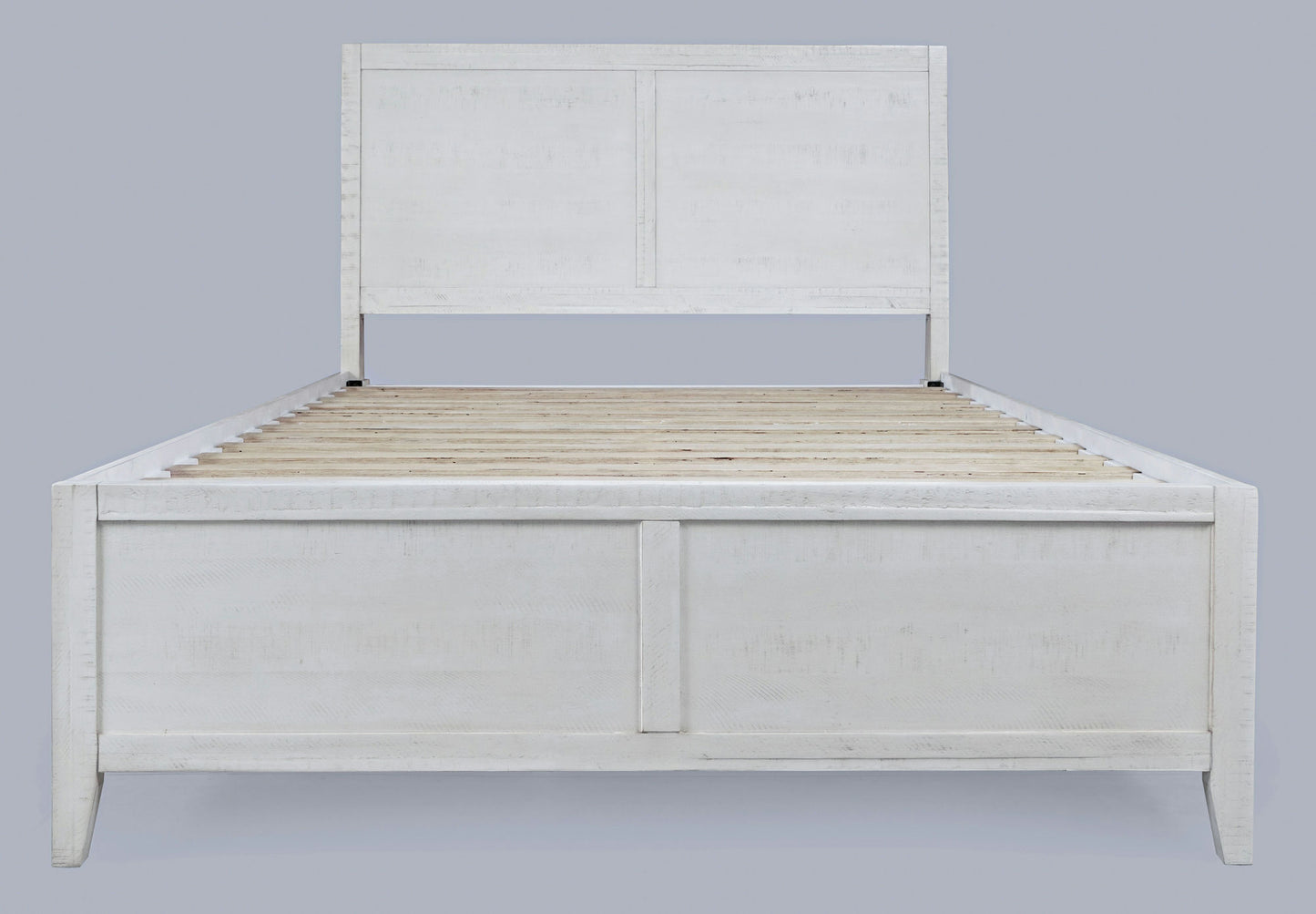 Maxton Contemporary Coastal Distressed Acacia Queen Size Bed - Ivory