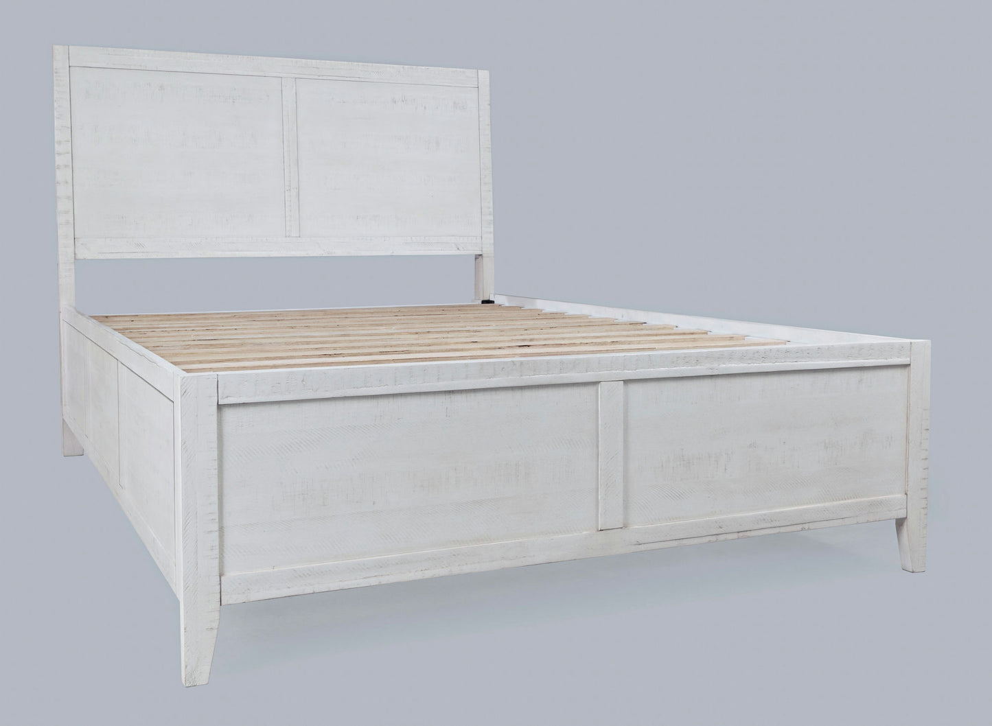 Maxton Contemporary Coastal Distressed Acacia Queen Size Bed - Ivory