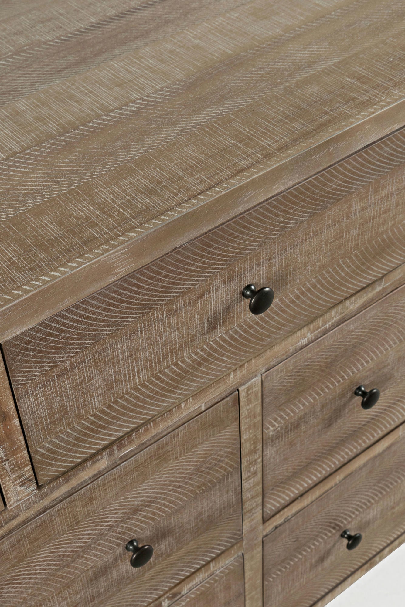 Maxton Contemporary Coastal Distressed Acacia Dresser with Mirror - Wash Brown