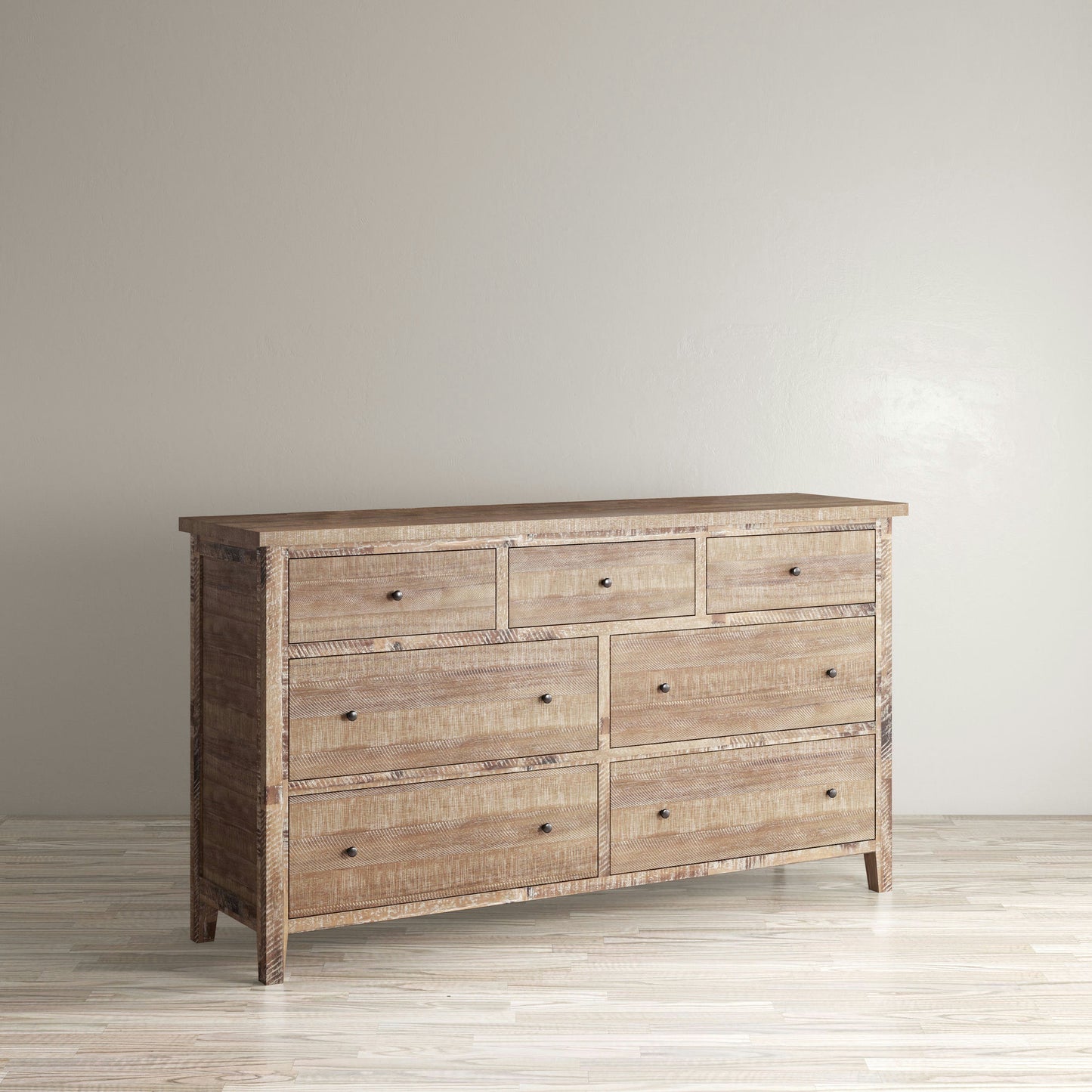 Maxton Contemporary Coastal Distressed Acacia Dresser - Wash Brown