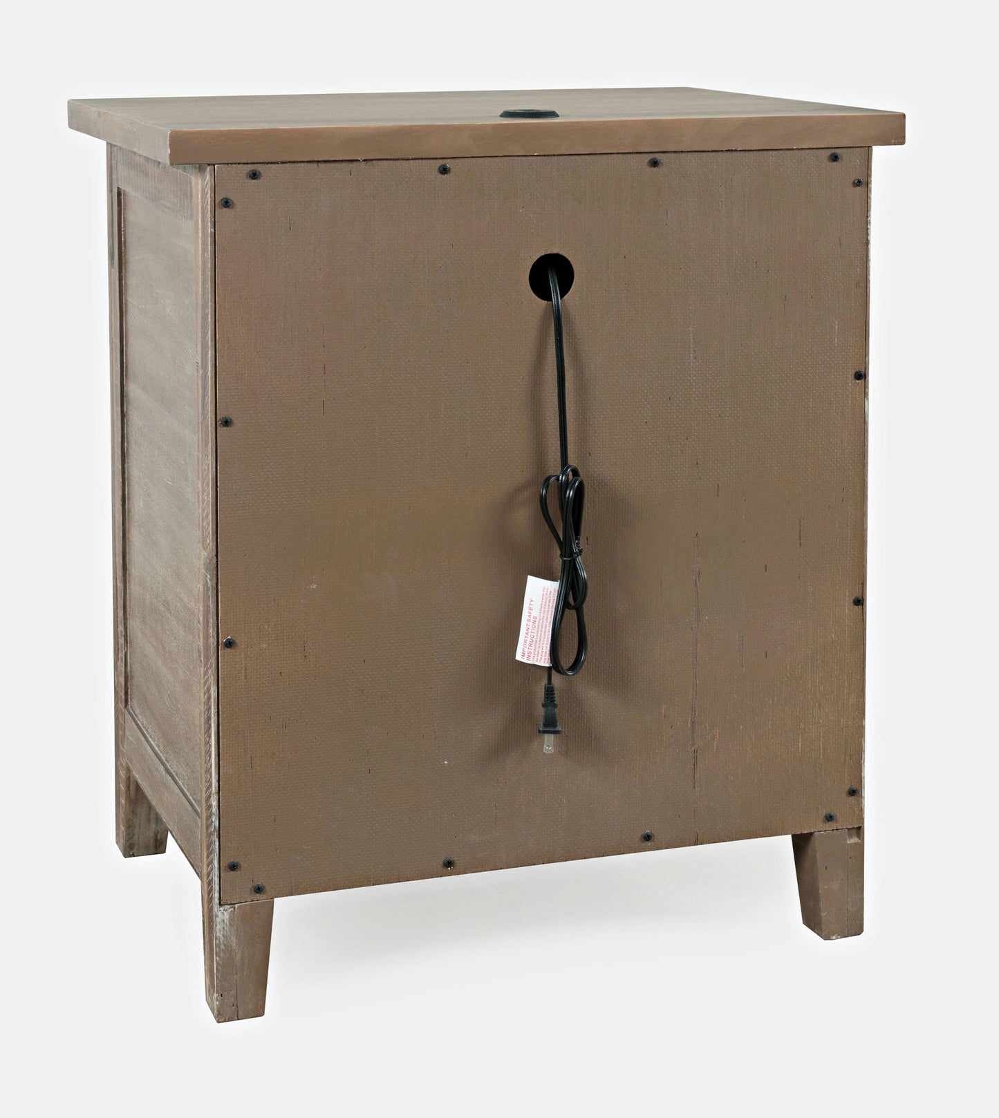 Maxton Contemporary Coastal Distressed Acacia USB Charging Nightstand - Brown