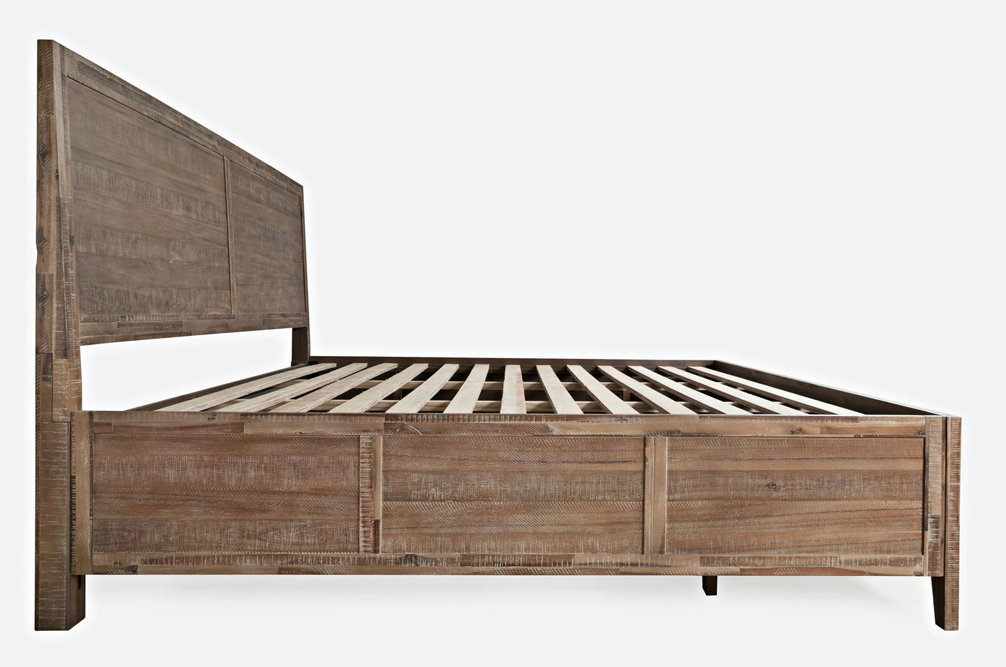 Maxton Coastal Distressed Acacia King Size Bed with Storage Drawers - Wash Brown