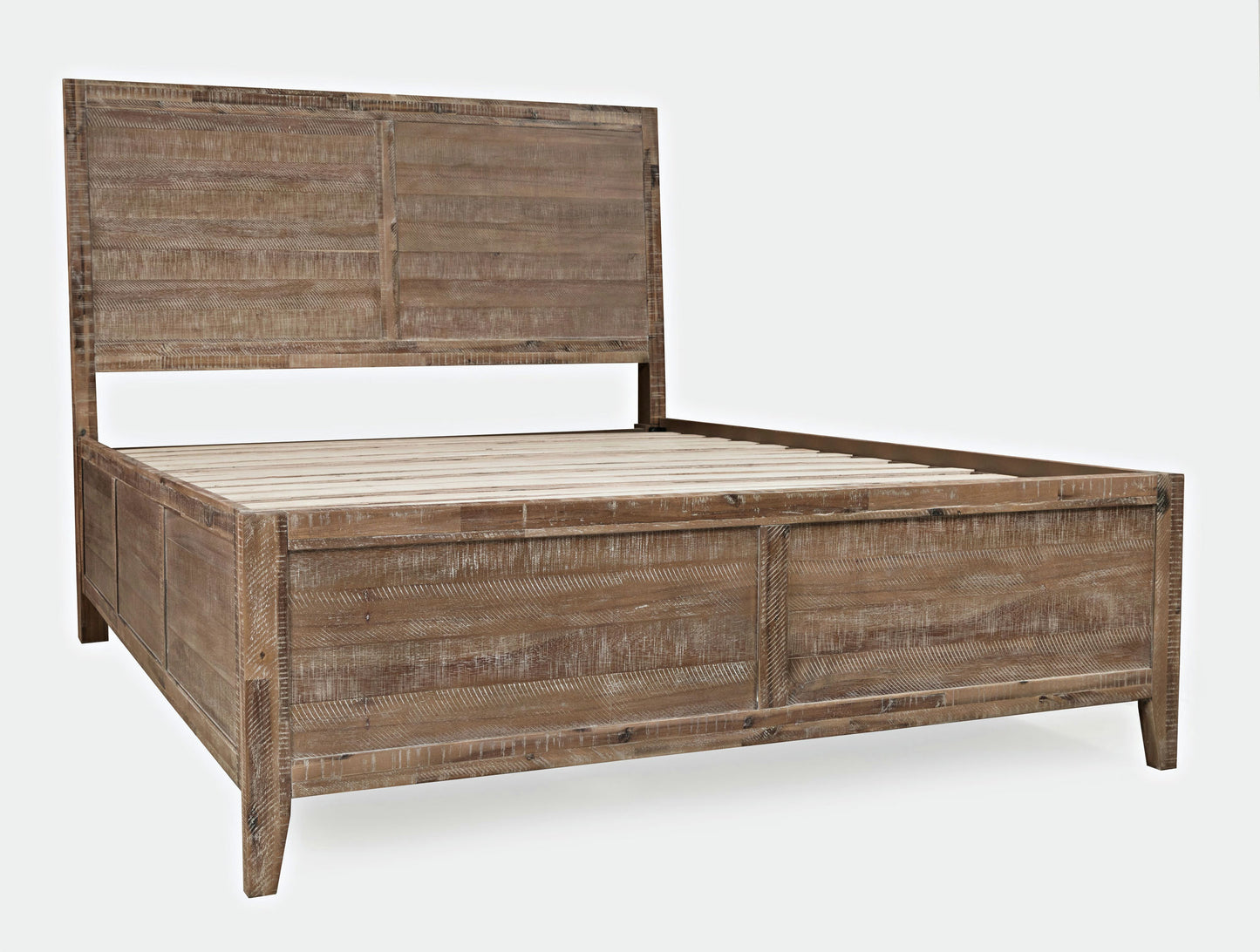 Maxton Contemporary Coastal Distressed Acacia Queen Size Bed - Wash Brown
