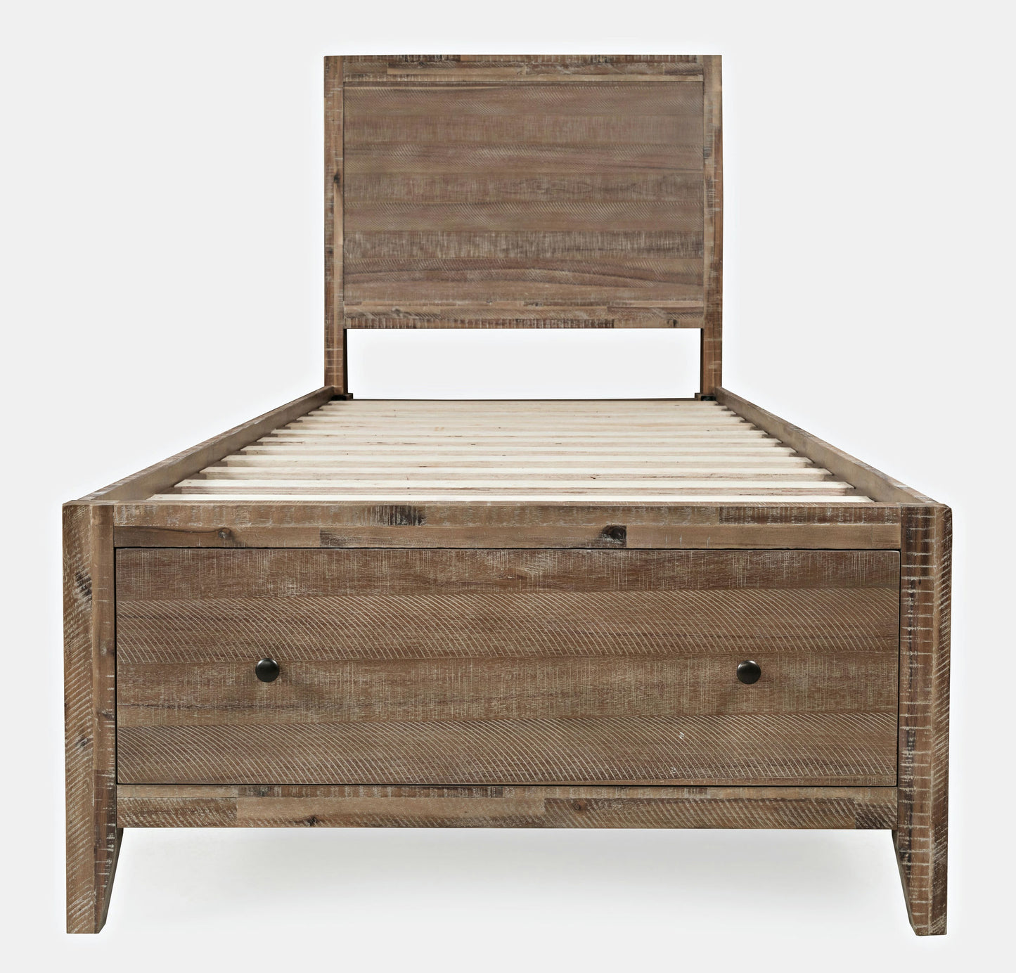 Maxton Coastal Distressed Acacia Twin Size Bed with Storage Drawers - Wash Brown