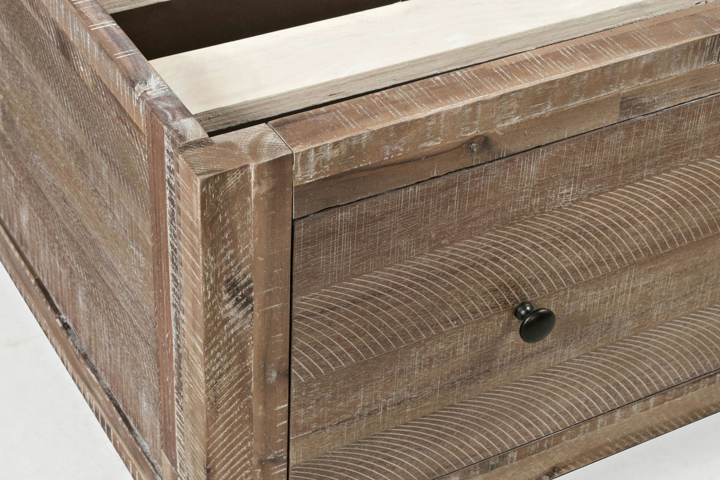 Maxton Coastal Distressed Acacia Twin Size Bed with Storage Drawers - Wash Brown