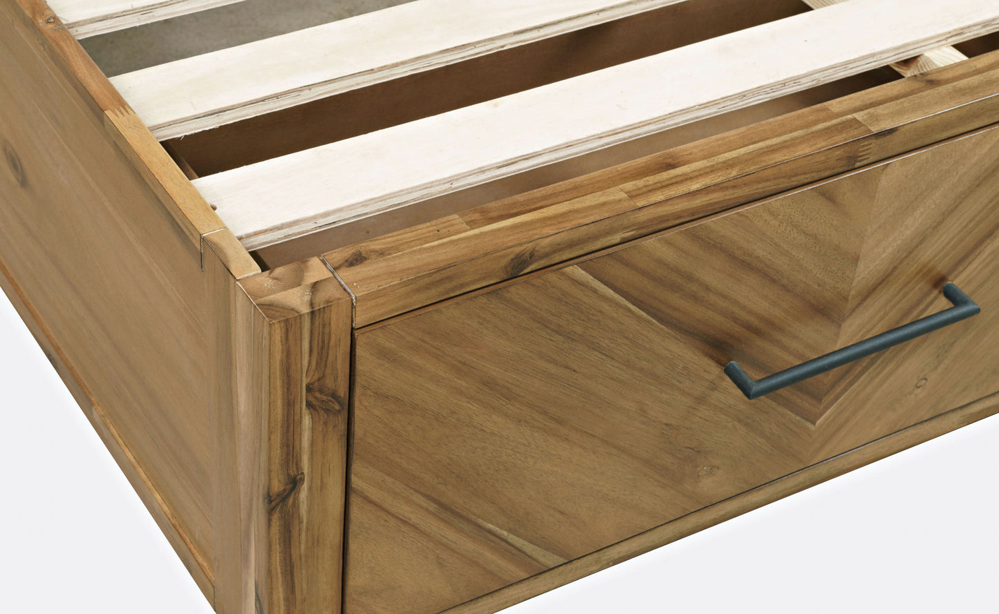 Eloquence Contemporary Modern Queen Size Bed with Storage Drawers - Natural