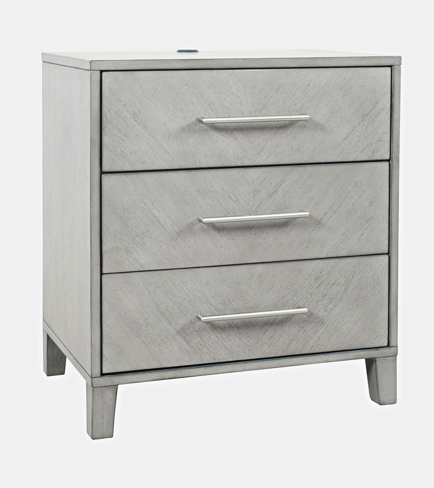 Eloquence 28" USB Charging Nightstand with Drawers and Metal Hardware - Grey