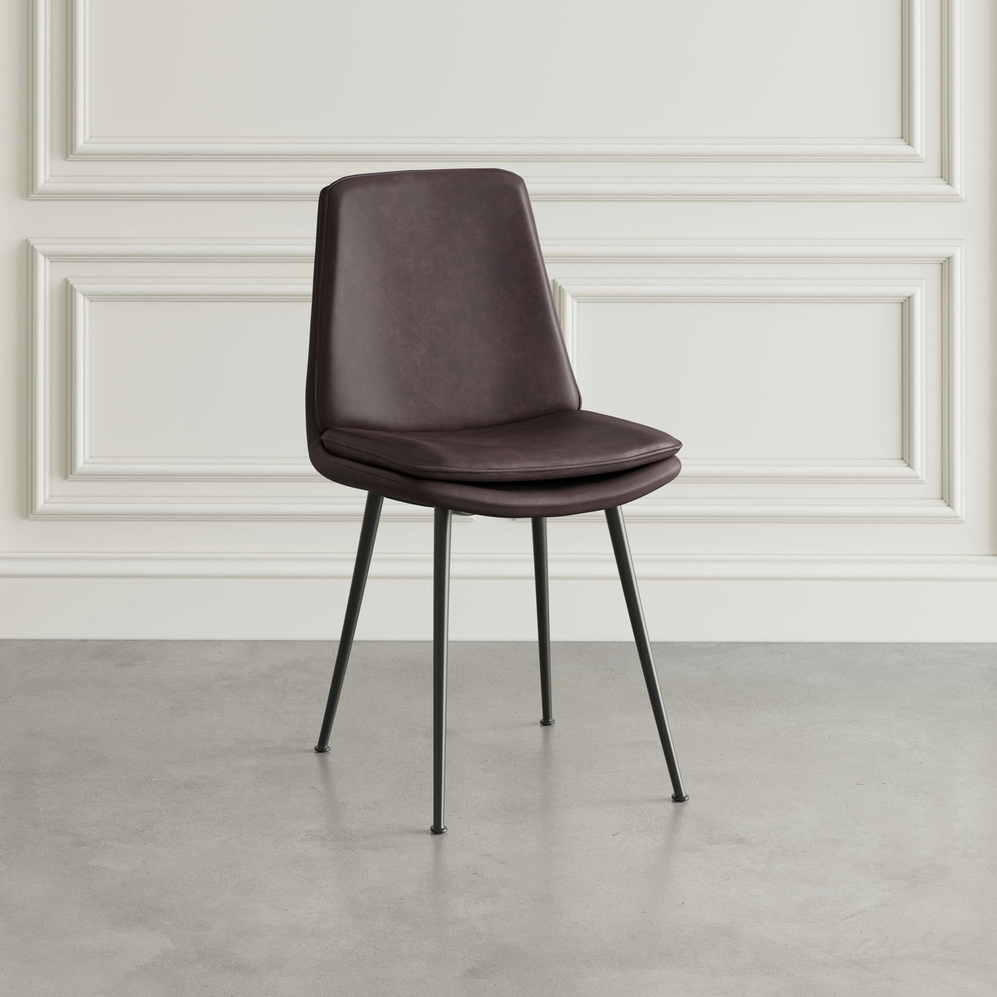 Draper Mid-Century Modern Upholstered Faux Leather Dining Chair (Set of 4)