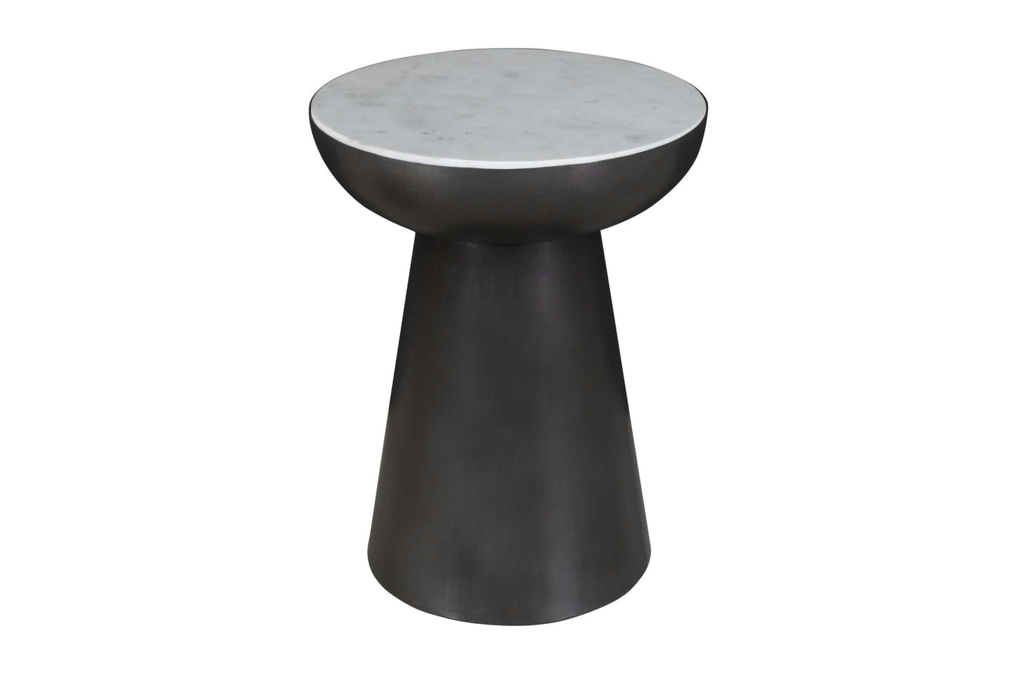 Circularity Modern Luxury Marble and Iron 18" Round Pedestal End Table