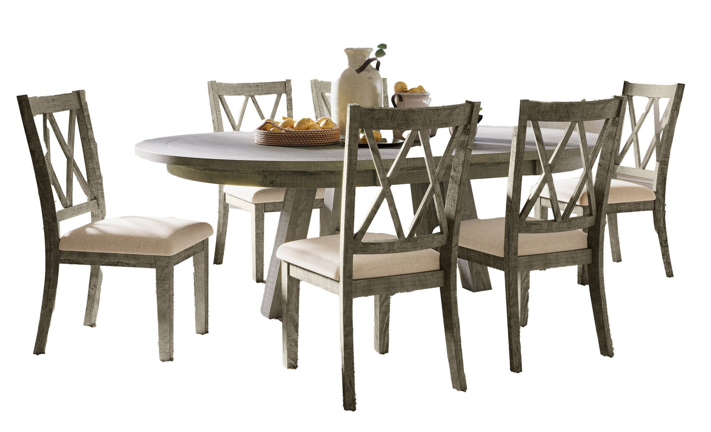 Telluride 7 Piece Counter Height Dining Table Set with Cross Back Stools