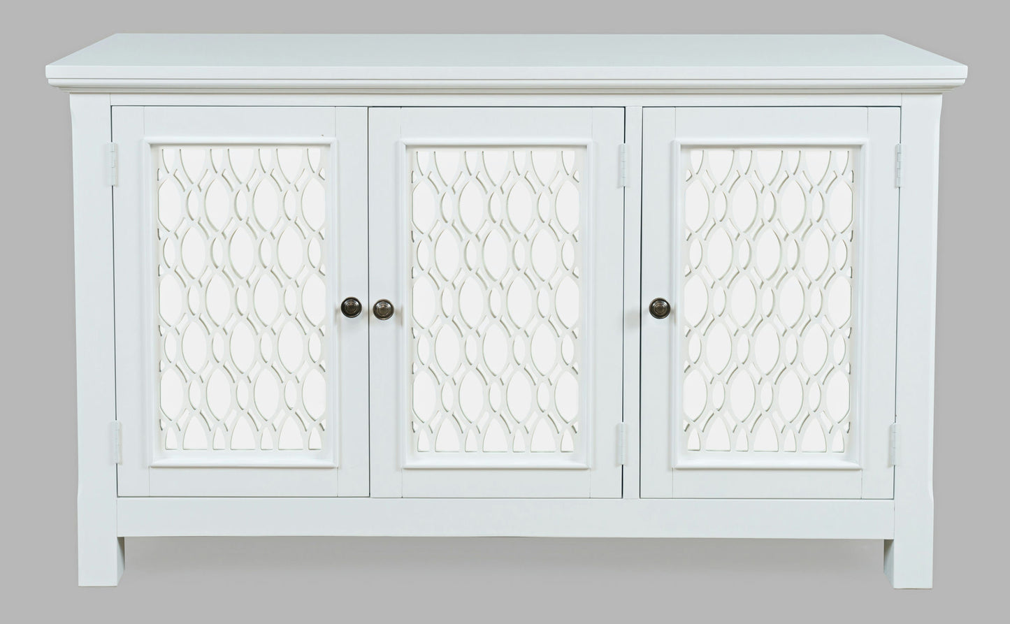Isabella 54" Luxury Mirrored Accent Storage Cabinet - White