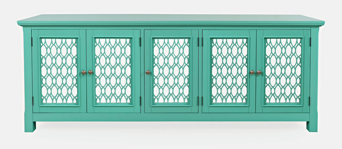 Isabella 86" Luxury Mirrored Sideboard Storage Cabinet - Aqua