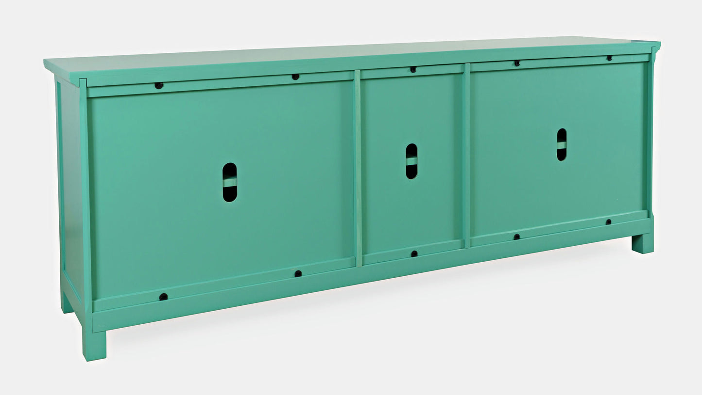 Isabella 86" Luxury Mirrored Sideboard Storage Cabinet - Aqua