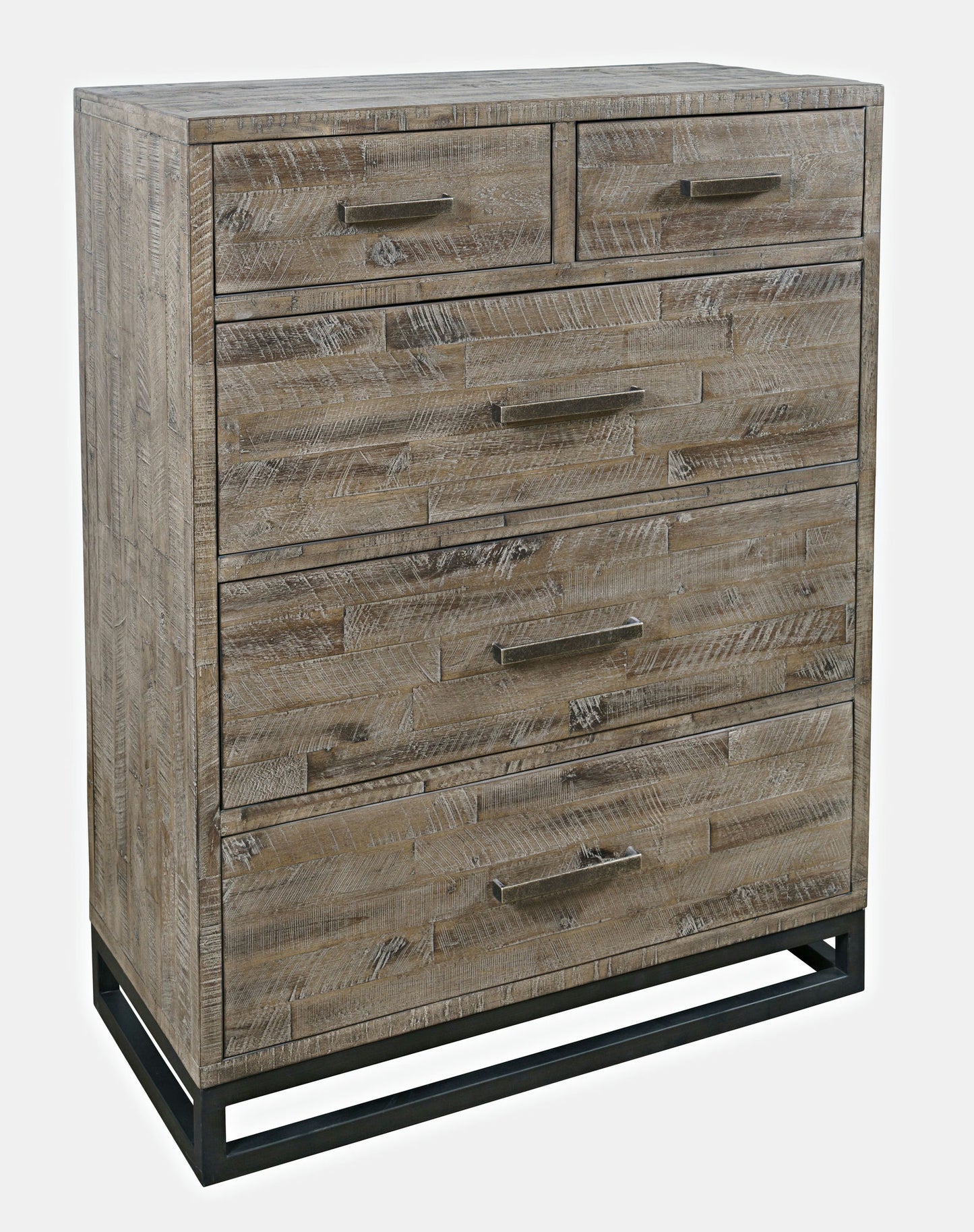 East Hampton 38" Acacia Chest of Drawers with Weathered Finish, Metal Hardware