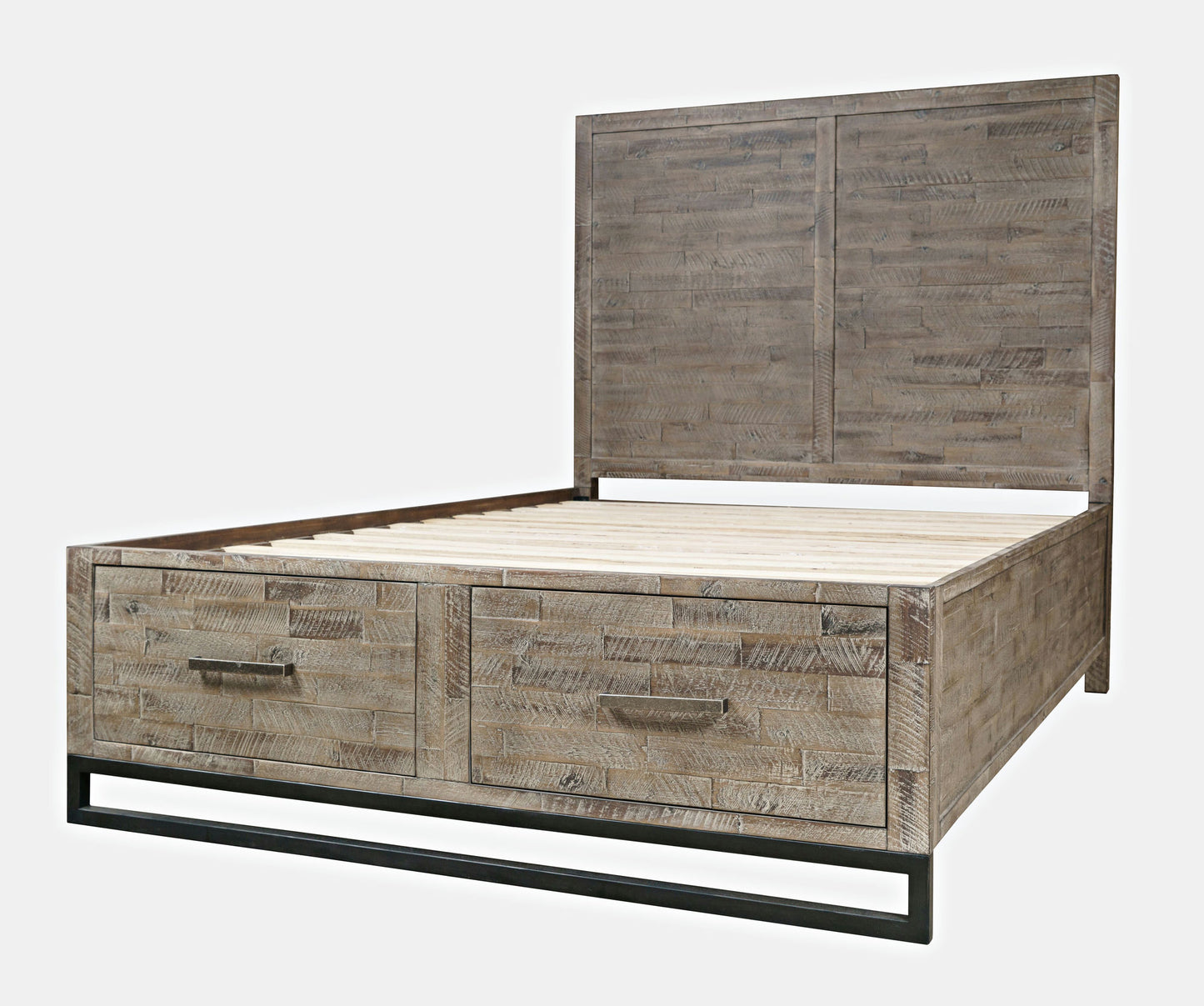 East Hampton Modern Coastal Distressed King Storage Bed with Drawers