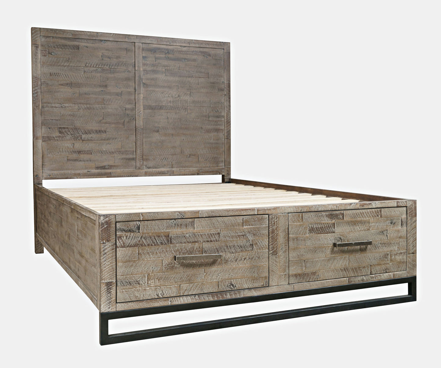 East Hampton Modern Coastal Distressed King Storage Bed with Drawers