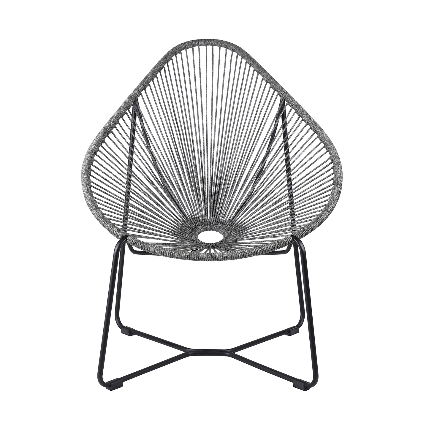 Acapulco Indoor Outdoor Steel Papasan Lounge Chair with Grey Rope