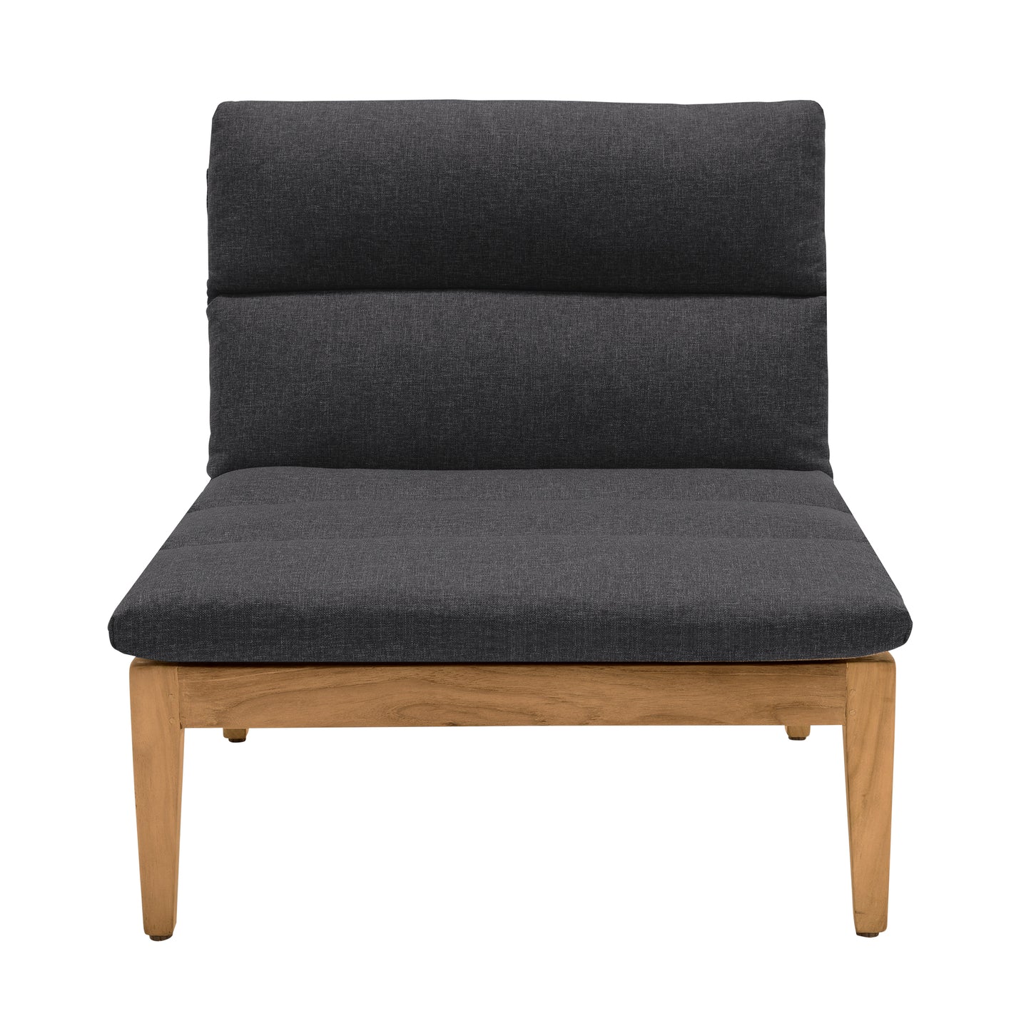 Arno Outdoor Modular Teak Wood Lounge Chair with Charcoal Olefin